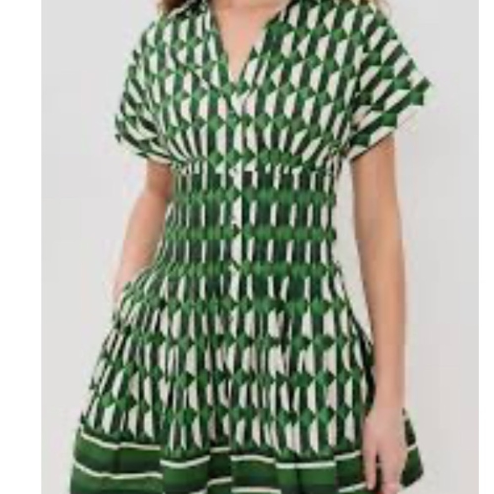 Green Geometric Pattern Dress - image 2